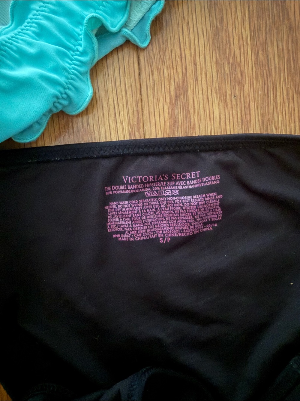 Lot of 2 Victoria's Secret Aqua & Black Bikini Swim Bottoms Bathing Suit Small S - Picture 6 of 9